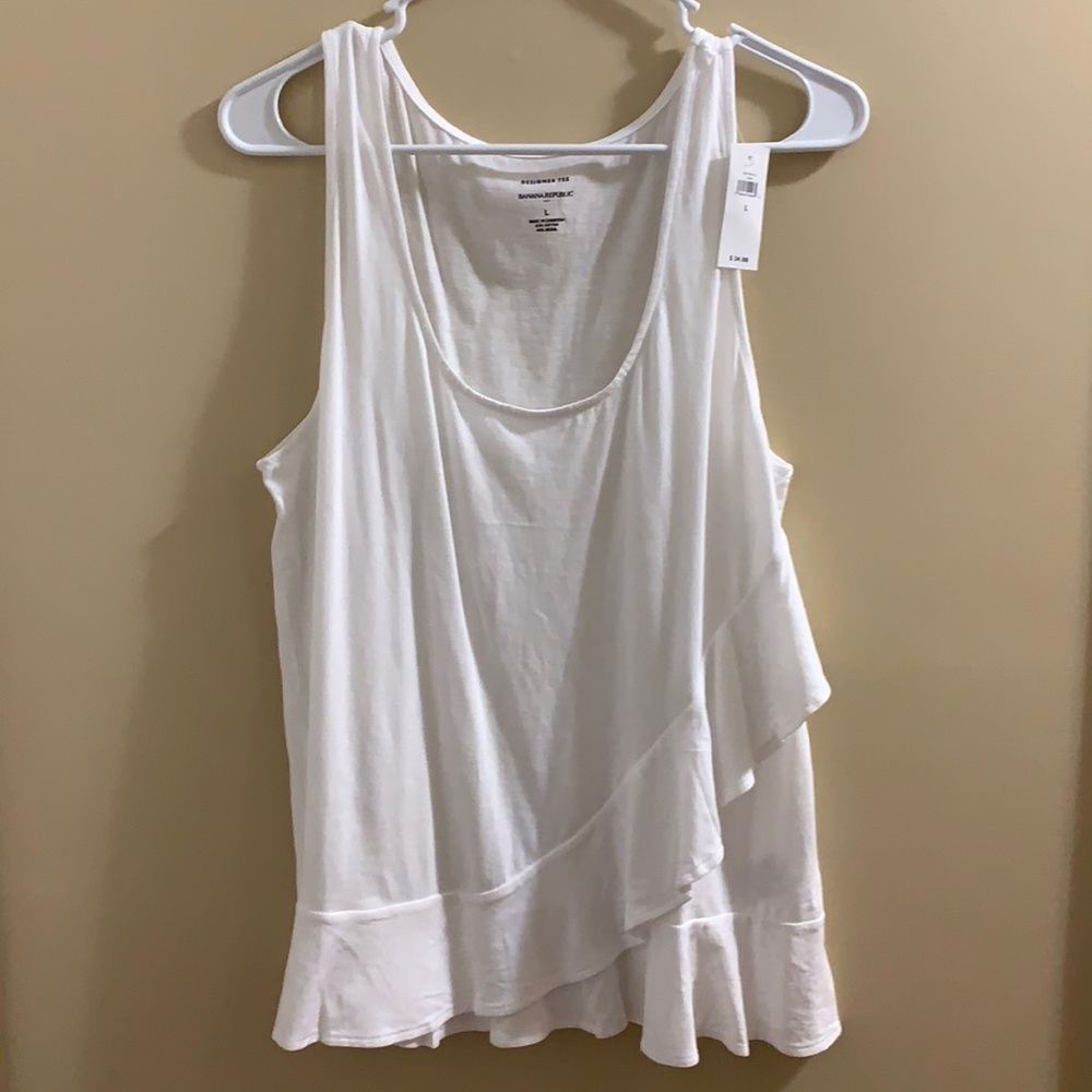 Banana Republic White Ruffle Tank